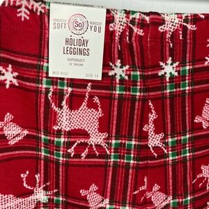 SO Womens Holiday Christmas Reindeer Snowflake Leggings Legging Soft Plus 1X NEW